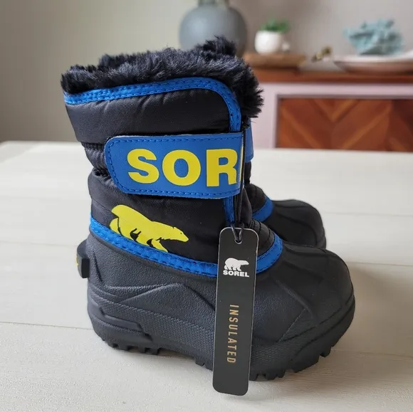 🆕️ Sorel Snow Commander Boot - Toddler Boys' in Black / Super Blue