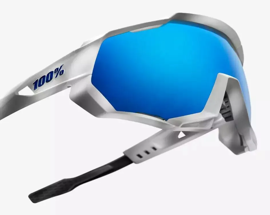 100% Speedtrap HiPER Mirror Lens Sunglasses  - Matt White/Blue Lens