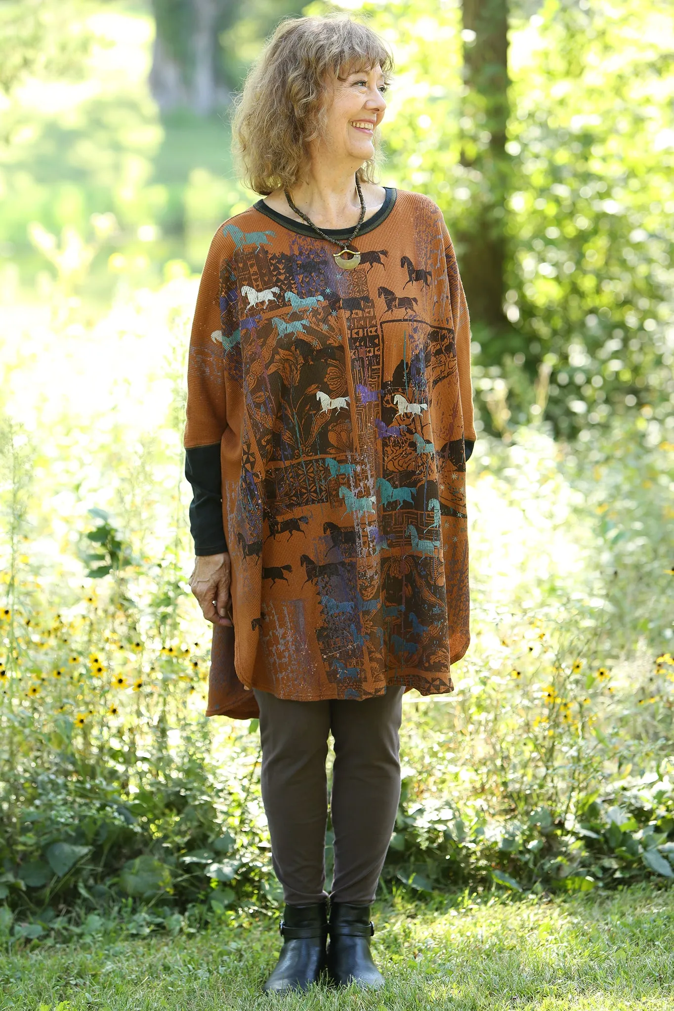 2251 Natural City Tunic- Amber  -Abstract Grotto