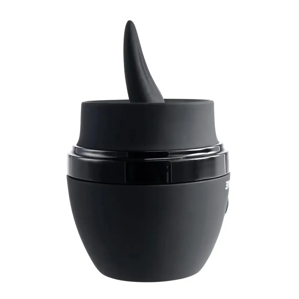 3.3-inch Evolved Silicone Black Rechargeable Tongue Clitoral Stimulator