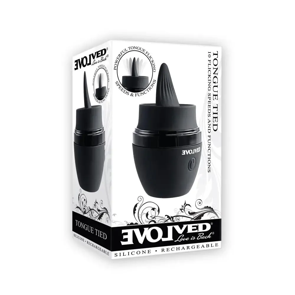 3.3-inch Evolved Silicone Black Rechargeable Tongue Clitoral Stimulator
