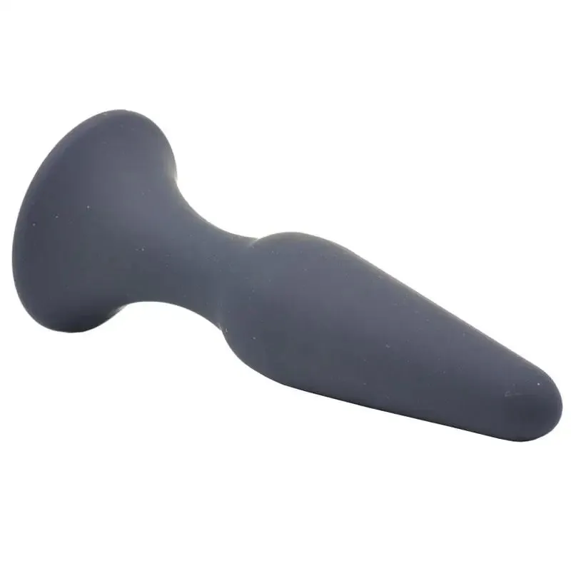 5-inch Silicone Black Classic Medium Butt Plug with Suction Cup Base