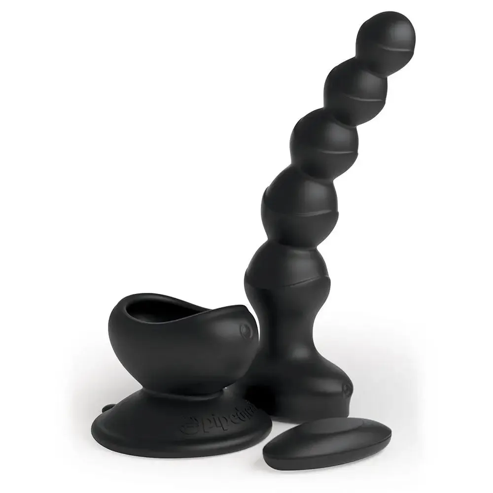 6.6-inch Silicone Black Remote-controlled Vibrating Anal Beads