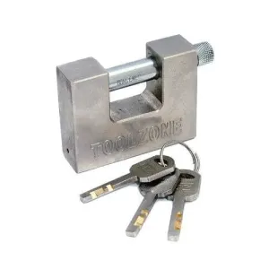 70MM HEAVY DUTY STEEL SHUTTER PADLOCK   3 SECURITY KEYS SHOP OUTDOOR SAFETY LOCK