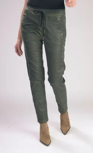 Alembika Green Pinstripe Iconic Stretch Jeans