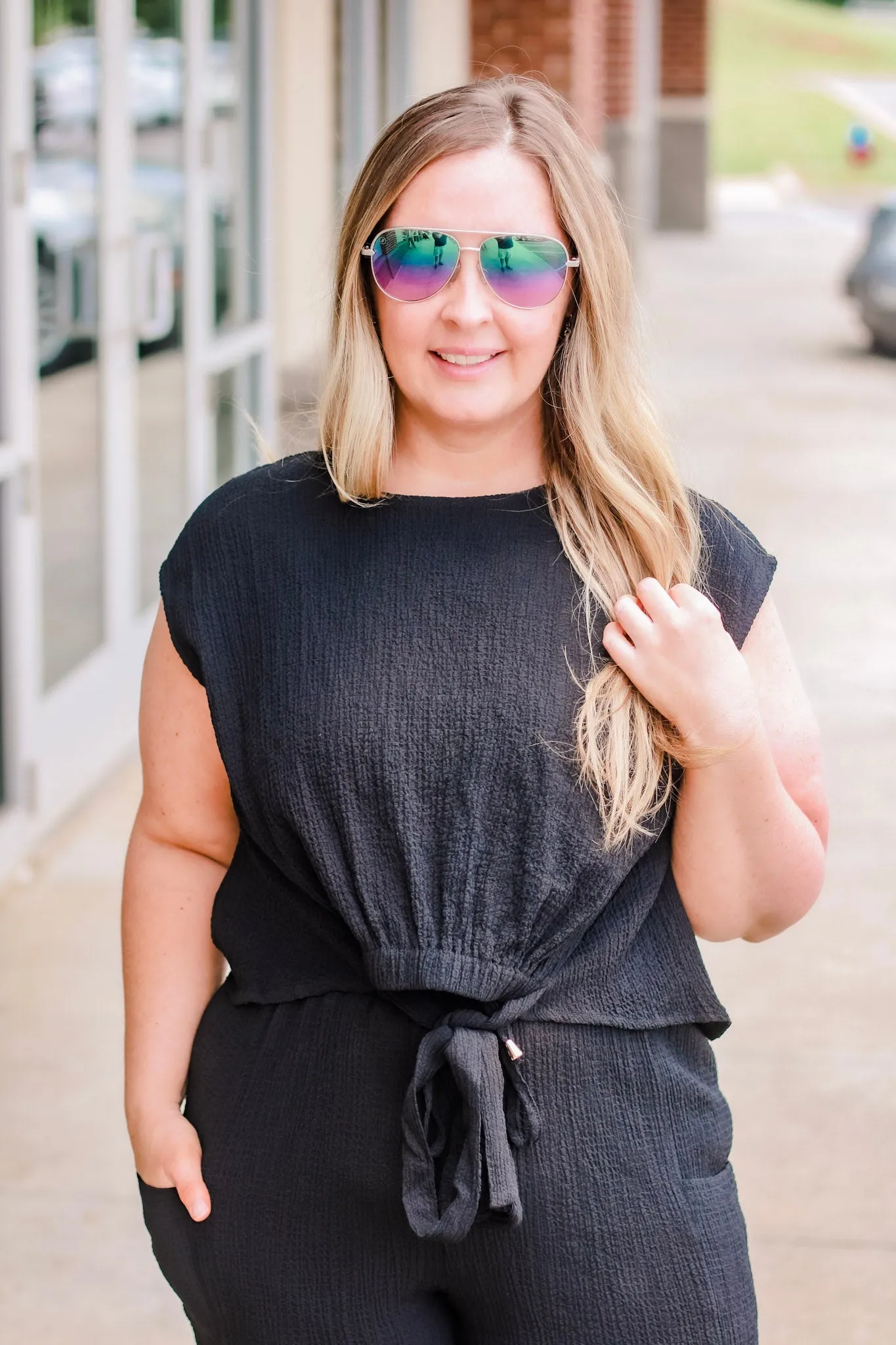 Back to You Tie Tank in Black