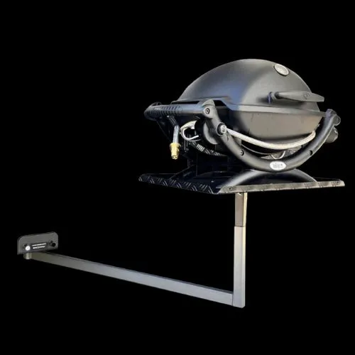 BBQArm Kit Under Chassis Mount Black 1000mm Arm Black Large Size Tray for Ziggy or Most Bbqs