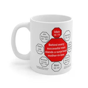 Behind every successful man stands a surprised mother-in-law.  -  Voltaire  1694 - 1778 - Drink Wisely in MugWisdom - Ceramic  11oz cup - MW-16.1-