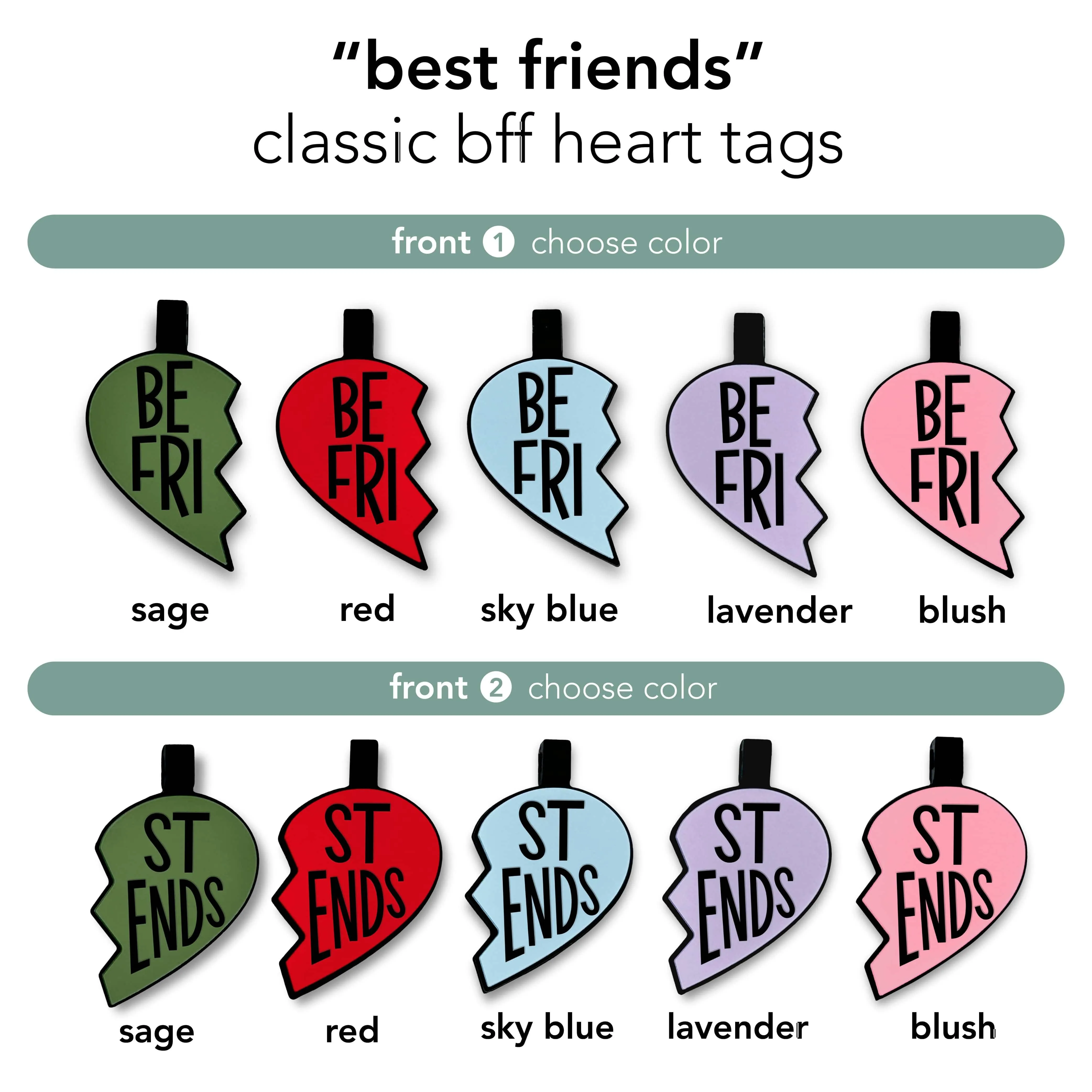 Best Friends Classic BFF Heart Silicone ID Tags