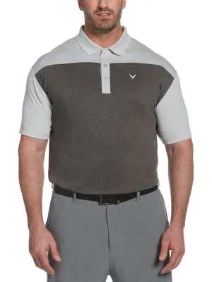 Big & Tall Ventilated Heathered Color Block Polo with Chevron