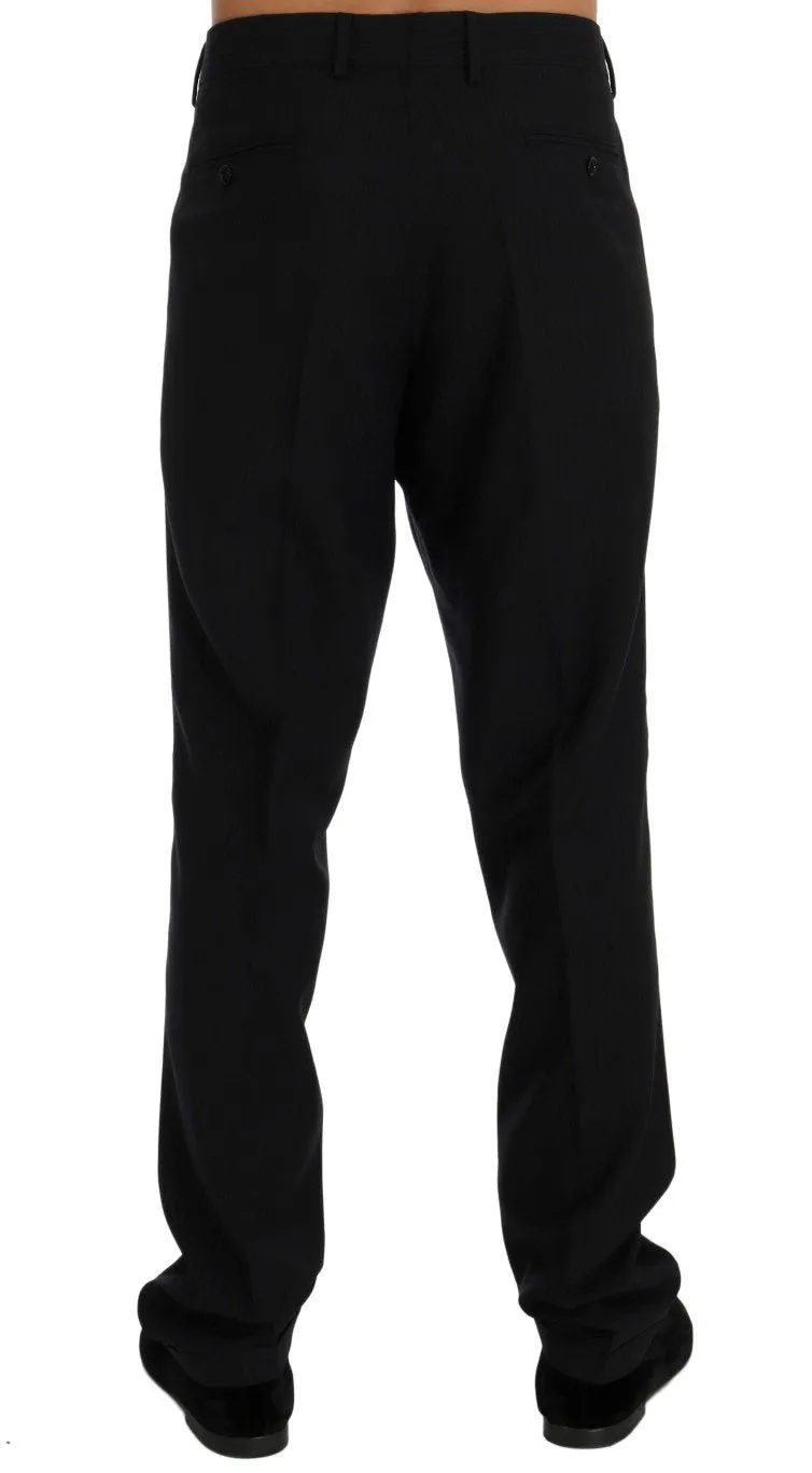 Blue Striped Wool Stretch Pants