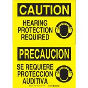 Brady Bilingual CAUTION Hearing Protection Required Sign/ Buy online
