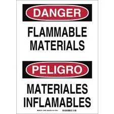Brady Bilingual DANGER Flammable Materials Sign/ Buy online