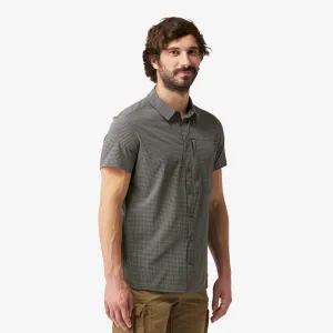 Chemise de trekking manches courtes homme, NH 500 stretch grise