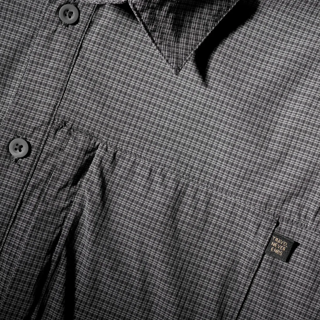 Chemise de trekking manches courtes homme, NH 500 stretch grise