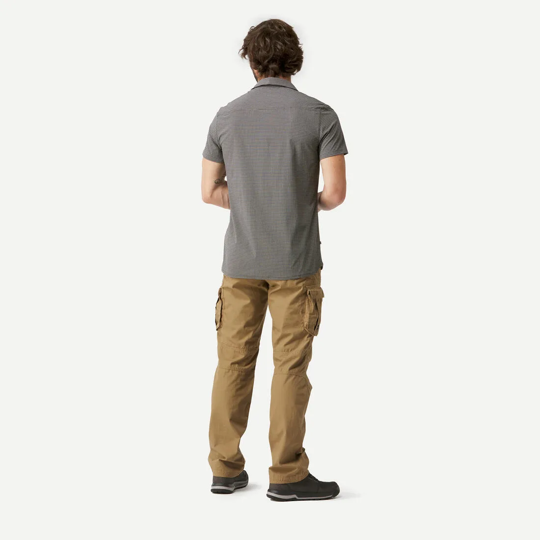 Chemise de trekking manches courtes homme, NH 500 stretch grise