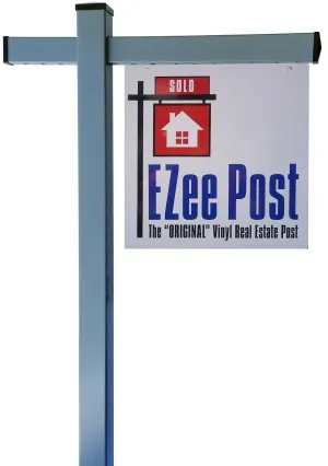 Classic 2-Piece Real Estate Yard Sign Post (Riders Included) -  Gray