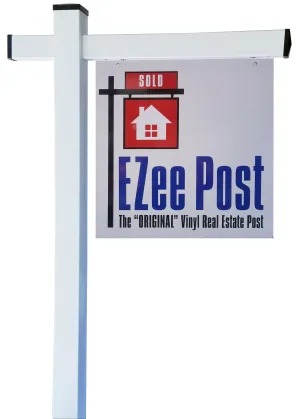 Classic 2-Piece Real Estate Yard Sign Post (Riders Included) - White