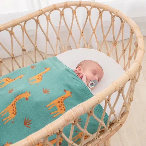Cotton Knit Baby Blanket - Giraffe