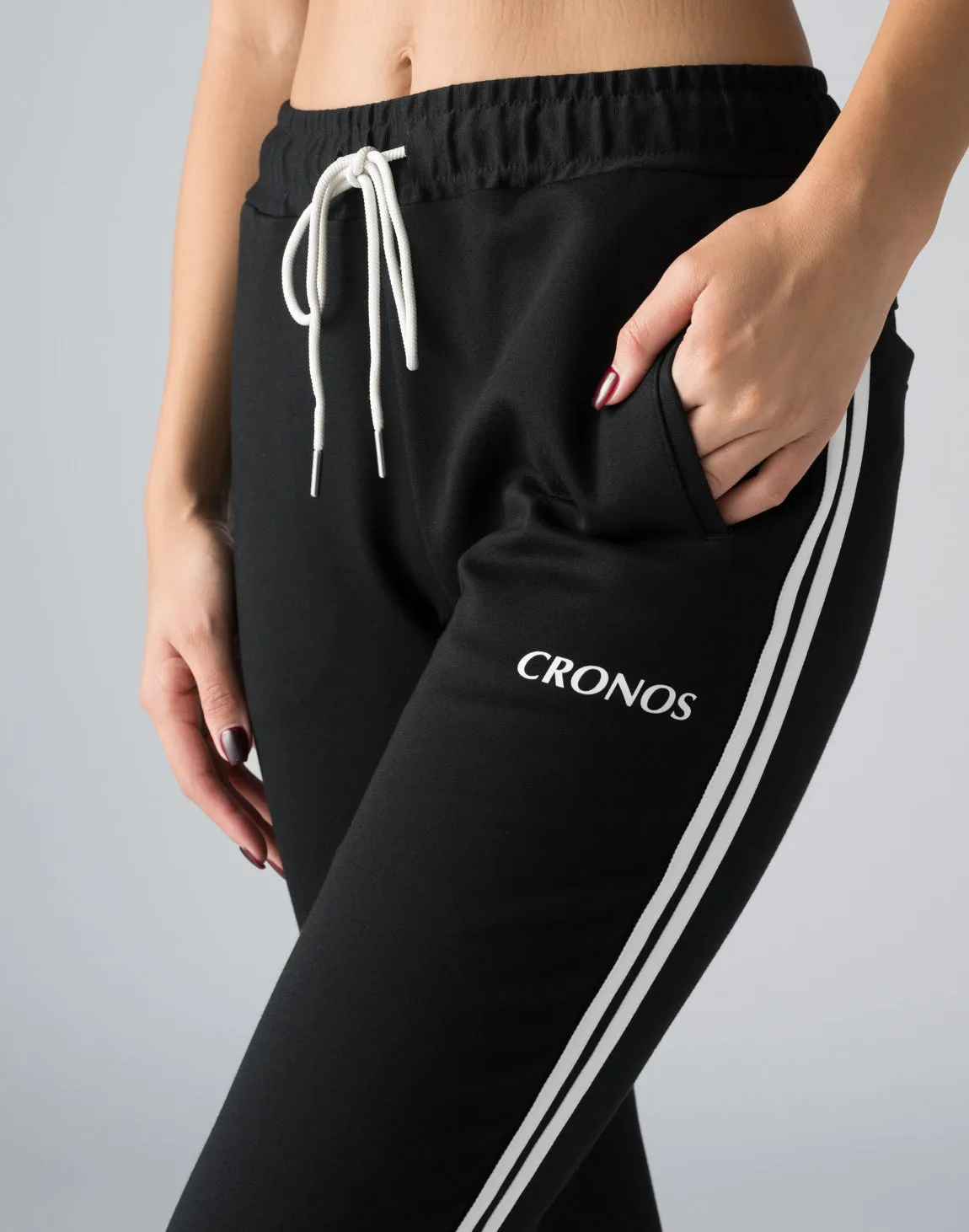 CRONOS WOMEN 2LINE STRETCH PANTS【BLACK】