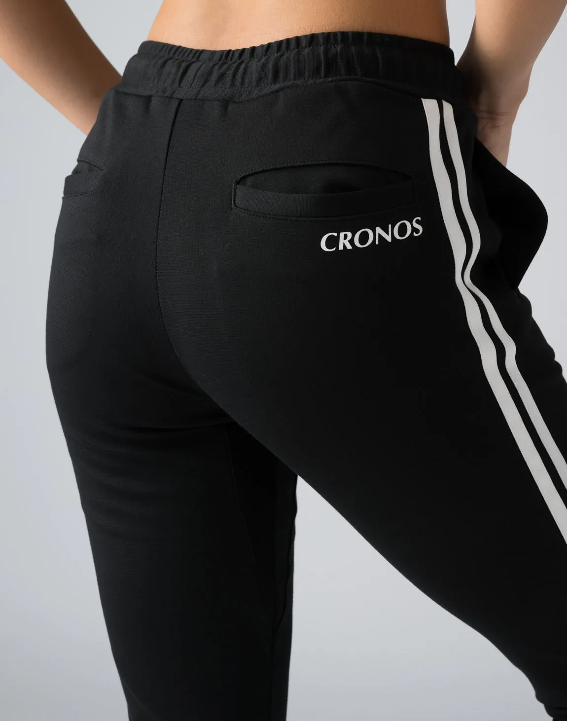 CRONOS WOMEN 2LINE STRETCH PANTS【BLACK】