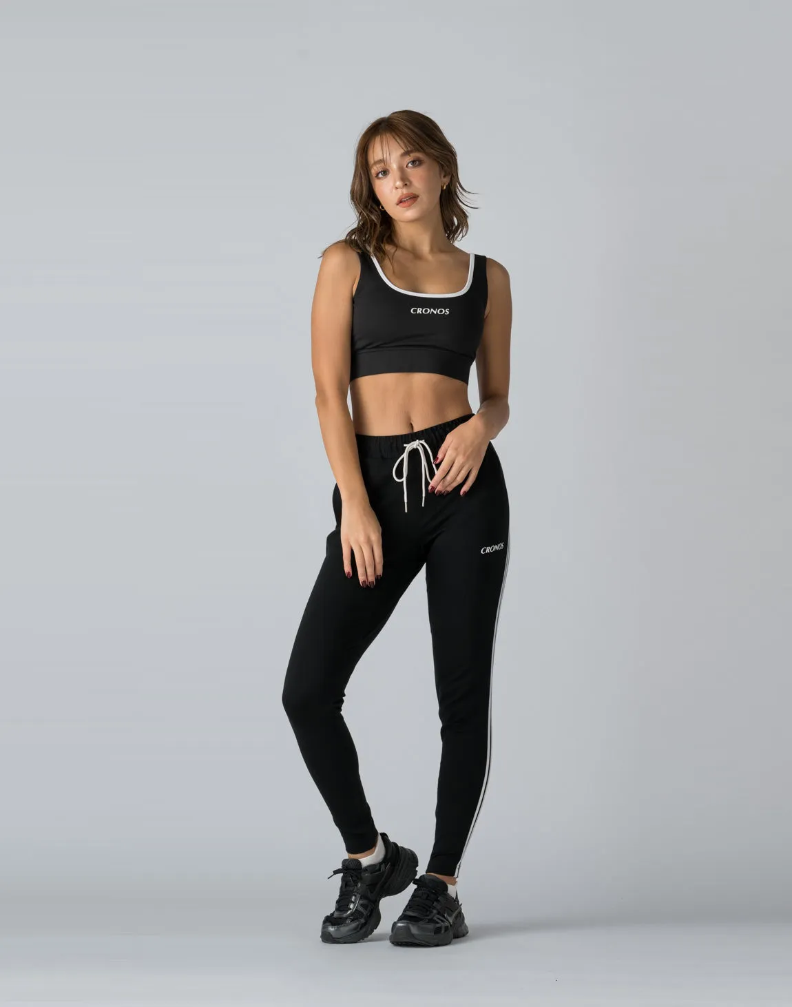 CRONOS WOMEN 2LINE STRETCH PANTS【BLACK】