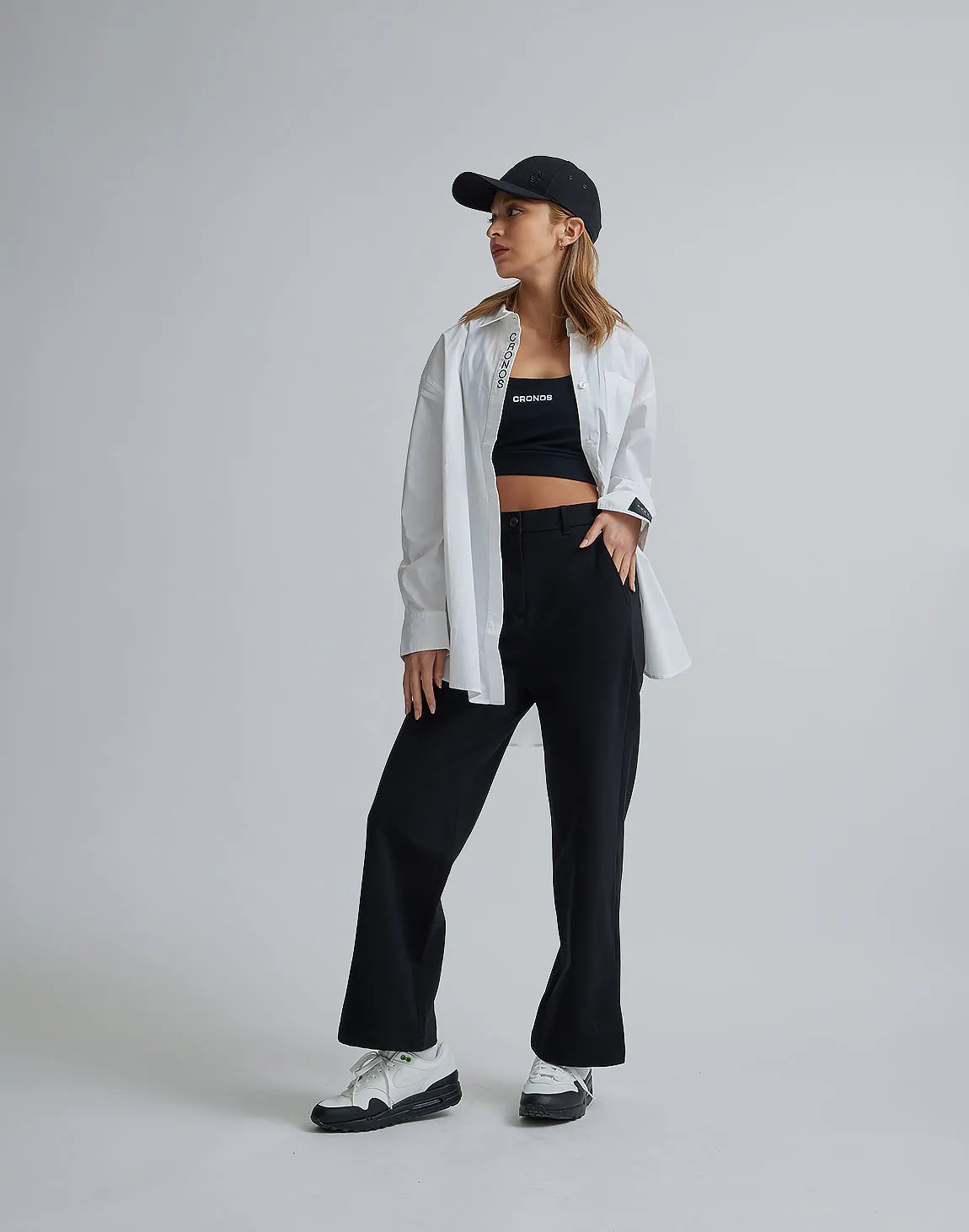 CRONOS WOMEN EASY CARE STRETCH PANTS【BLACK】