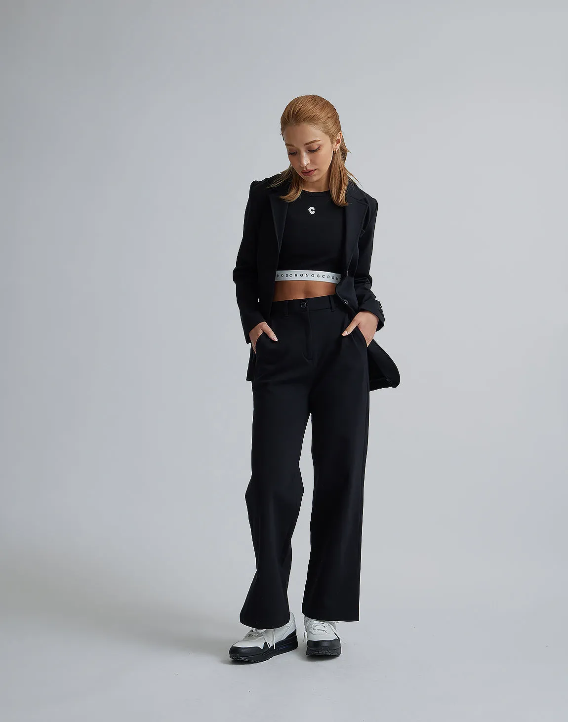 CRONOS WOMEN EASY CARE STRETCH PANTS【BLACK】