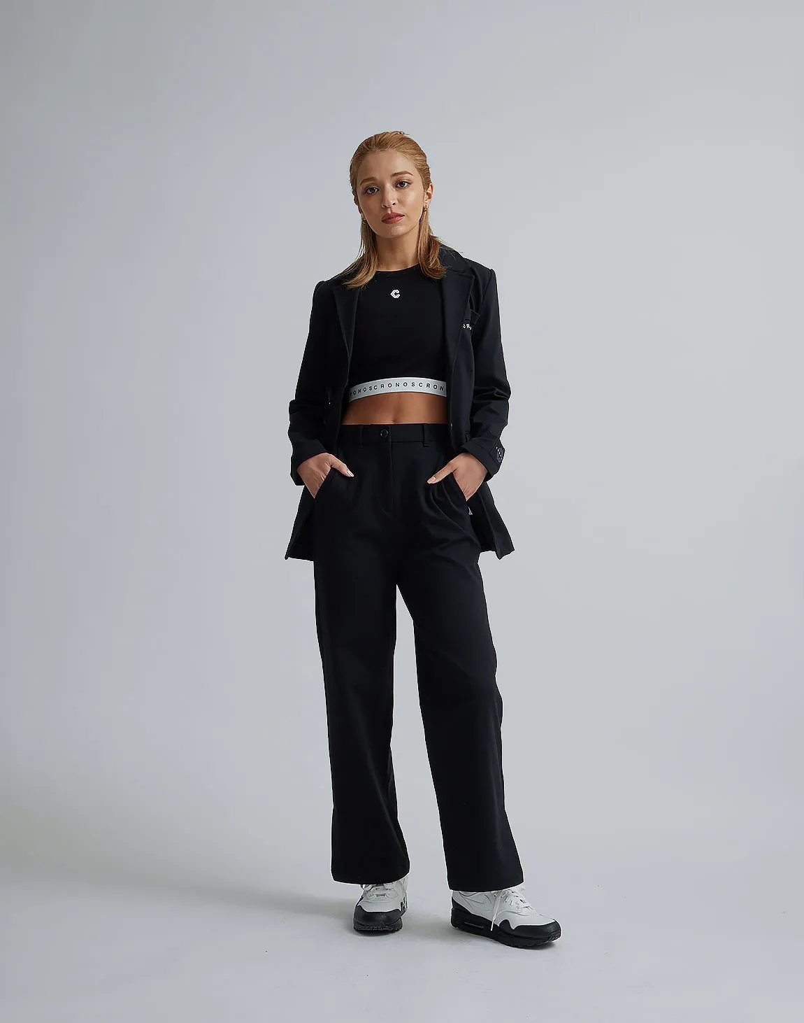 CRONOS WOMEN EASY CARE STRETCH PANTS【BLACK】