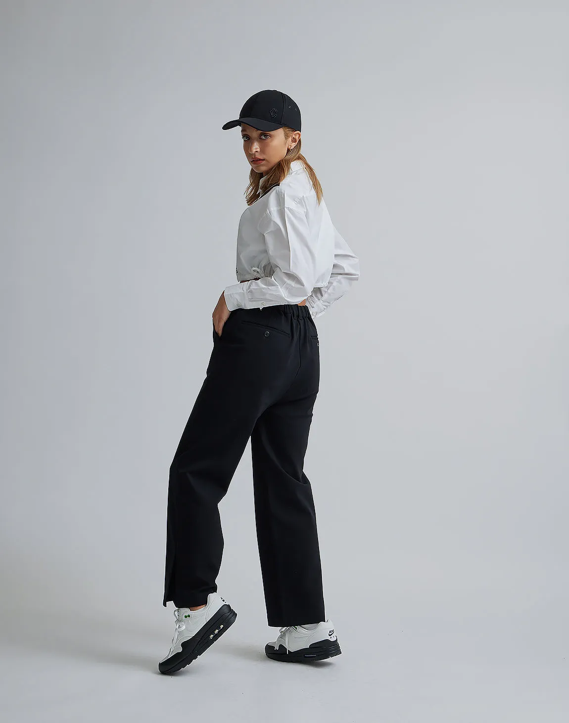 CRONOS WOMEN EASY CARE STRETCH PANTS【BLACK】