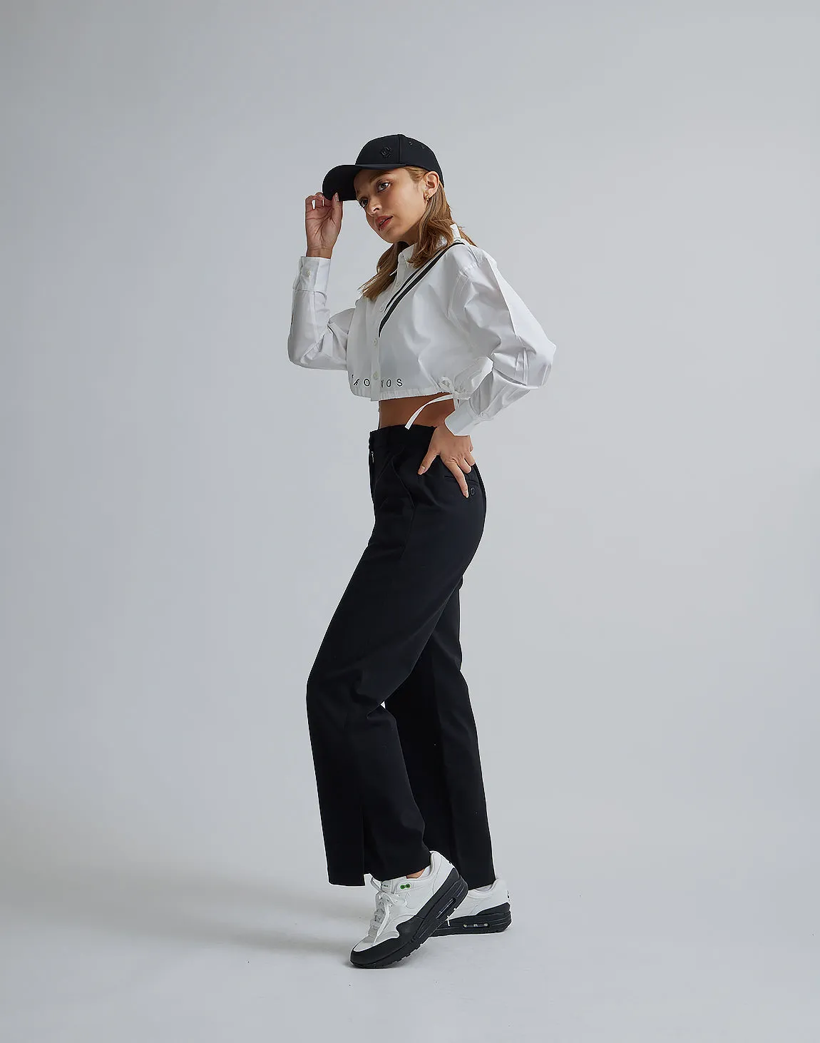 CRONOS WOMEN EASY CARE STRETCH PANTS【BLACK】