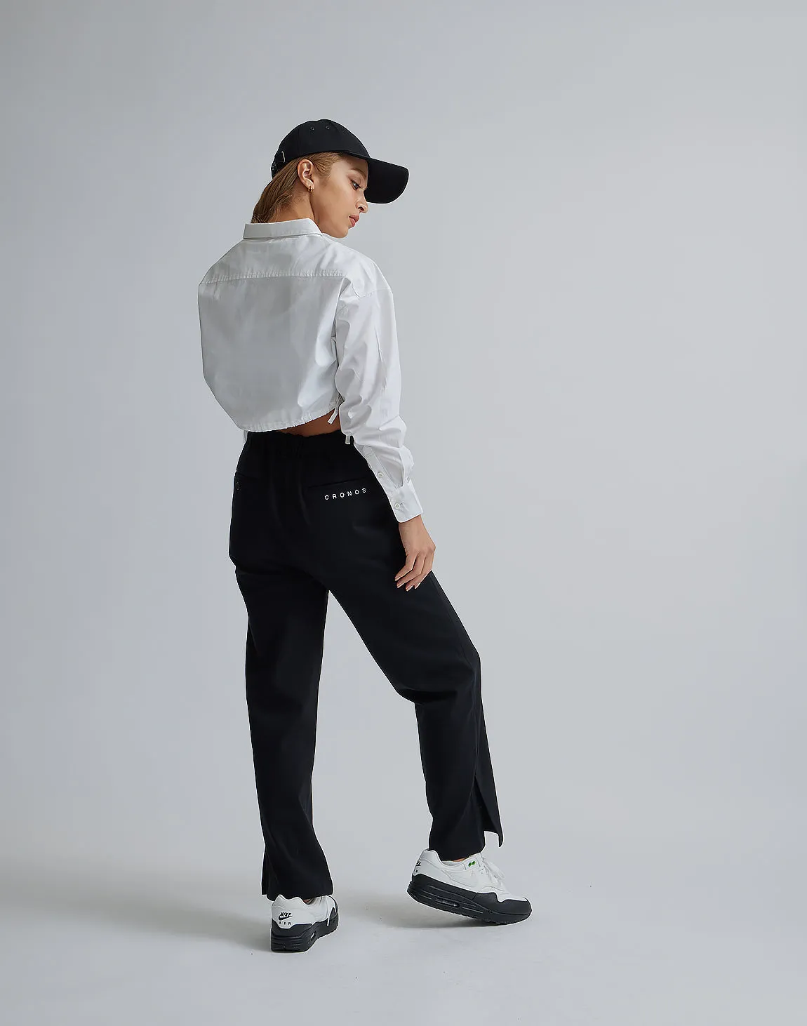 CRONOS WOMEN EASY CARE STRETCH PANTS【BLACK】