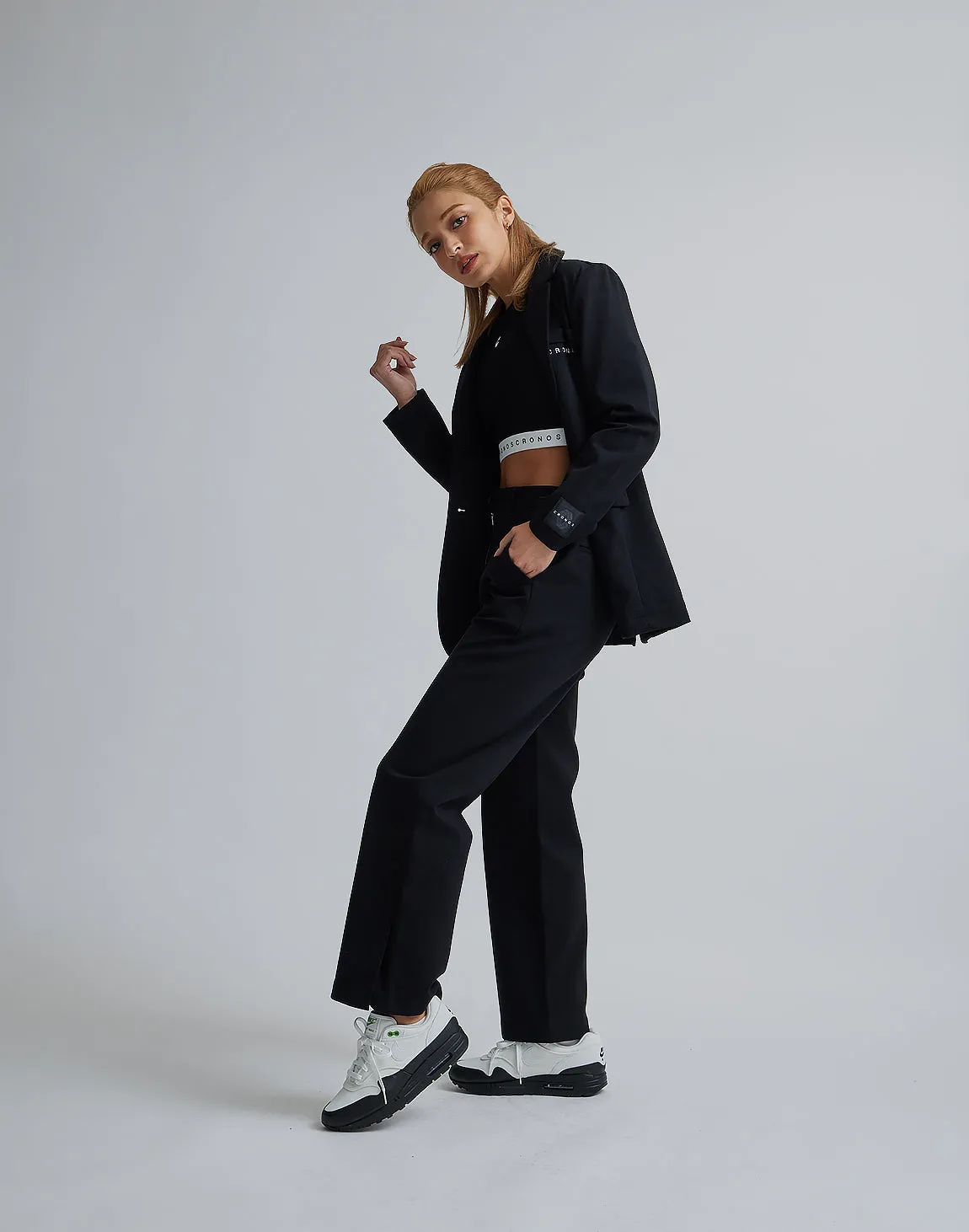 CRONOS WOMEN EASY CARE STRETCH PANTS【BLACK】