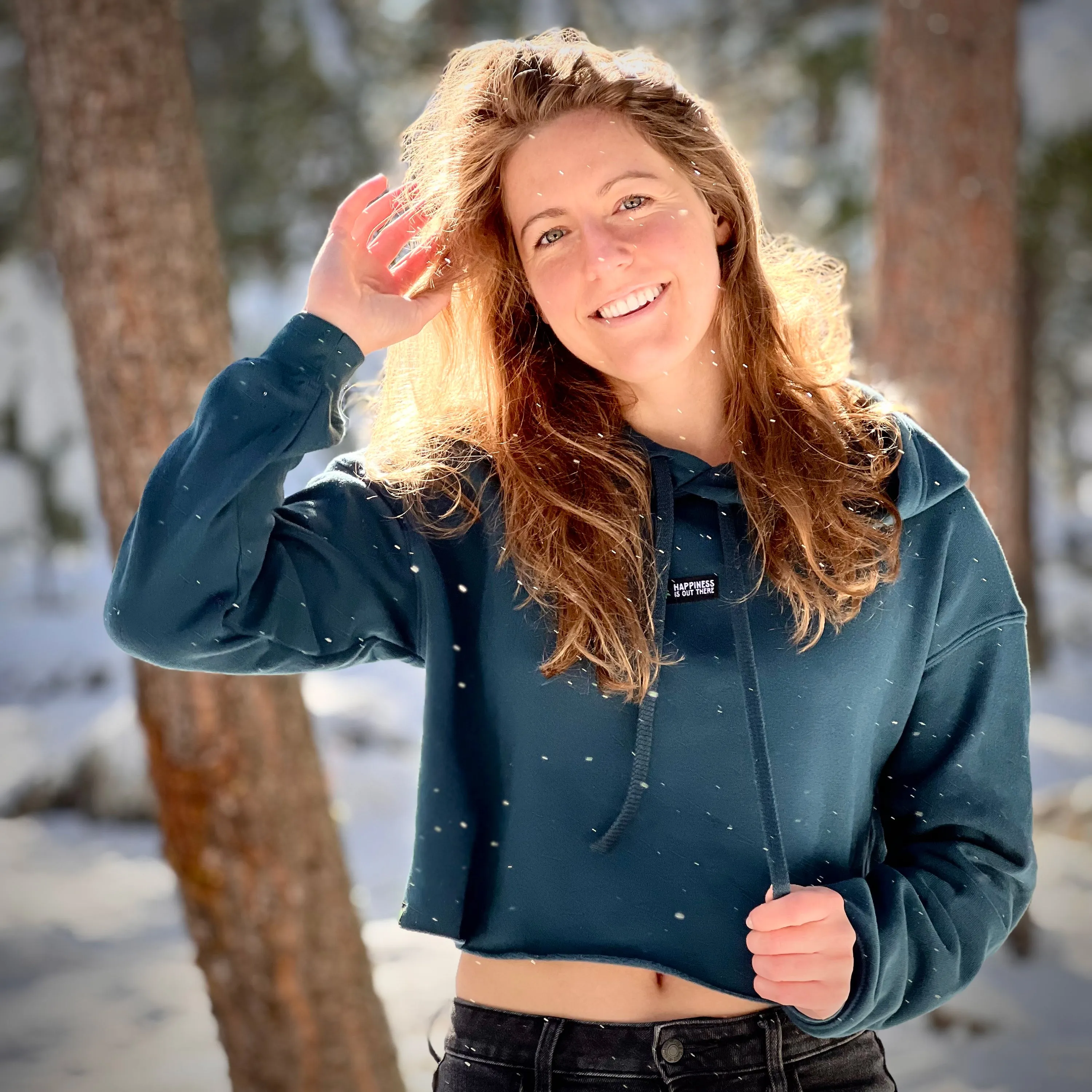 Crop Top Hoodie w / Happiness Is Out There Label