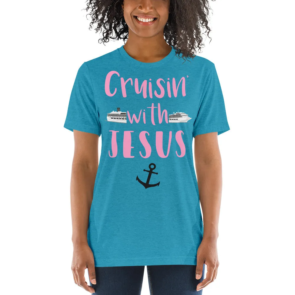 Cruisin' with Jesus Cute Saying Adventure Travel Short sleeve t-shirt