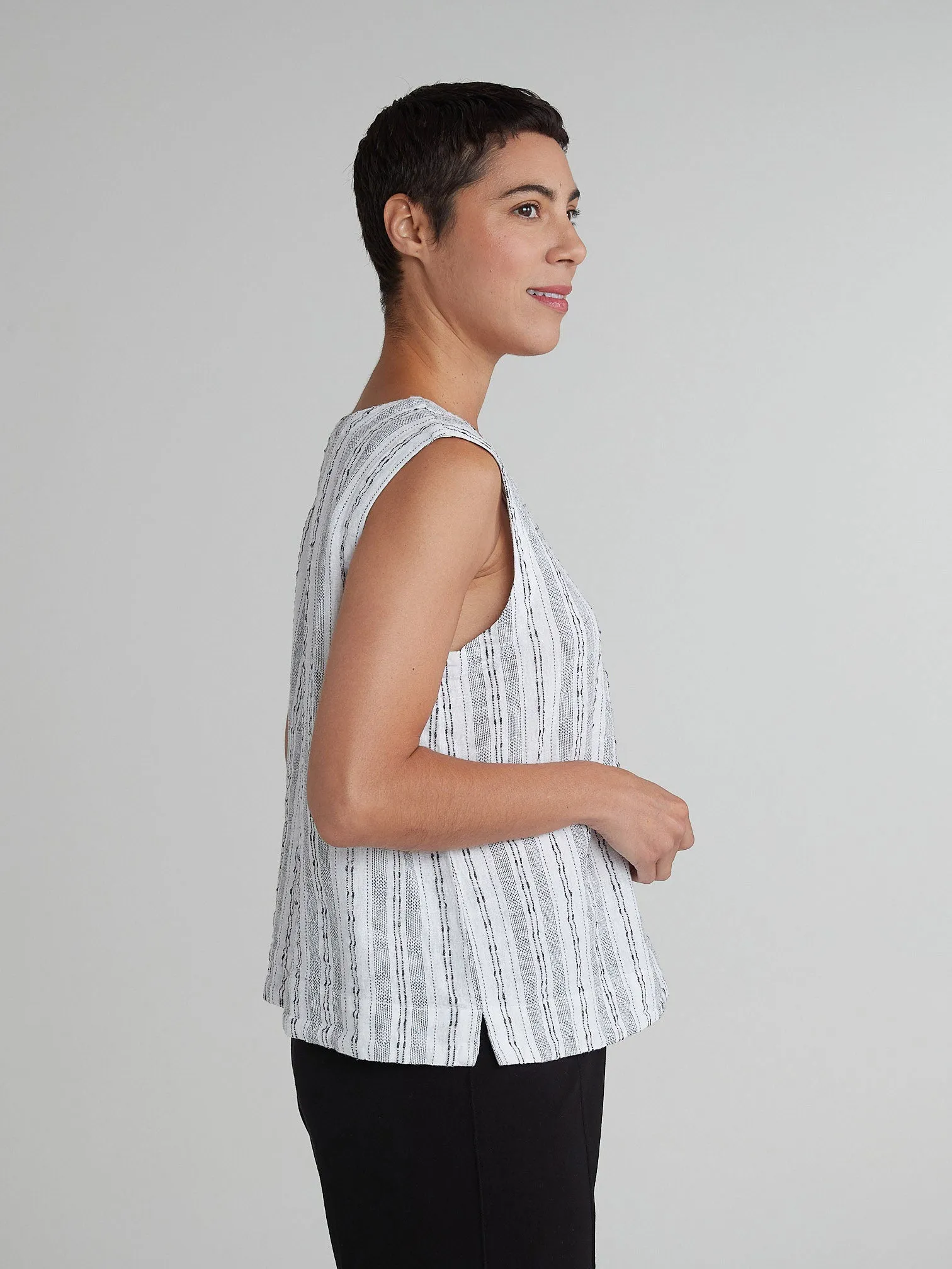 Cut Loose Pinstripe Linen Shell, Style #5145331