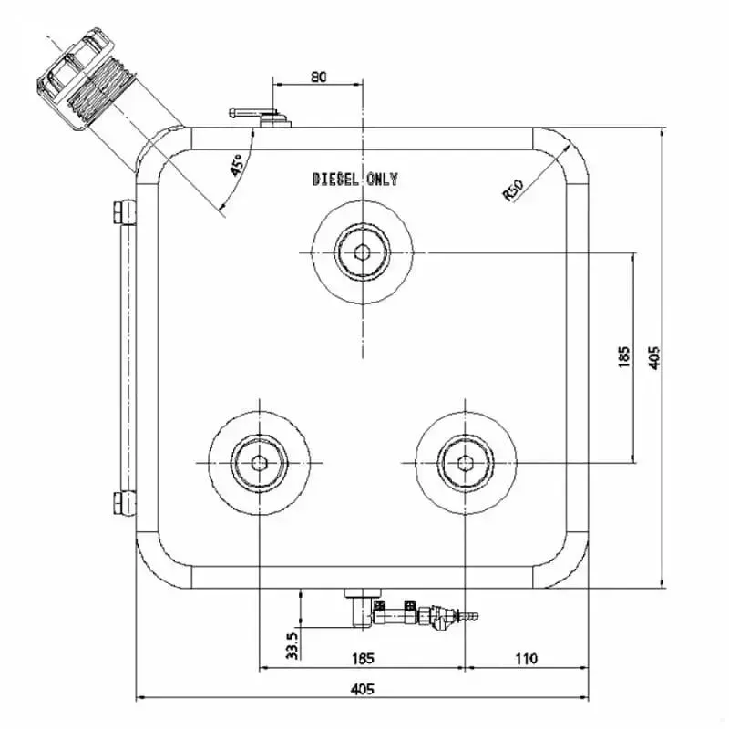 Diesel Tank Cover for suits the ECP 12L Heavy Duty Tank Right Hand Side