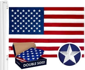 Double Sided US American Flag. Embroidered Stars Embroidered Stars Sewn Stripes
