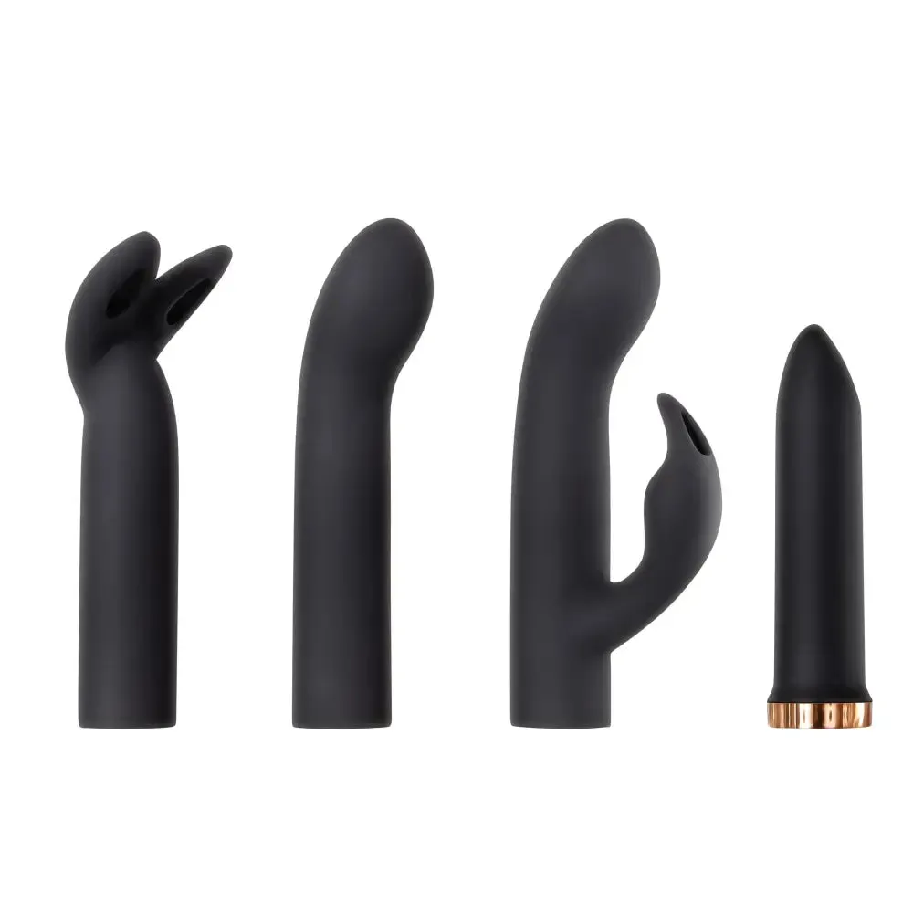 Evolved Silicone Black Waterproof and Discreet Bullet Vibrator with 3 Sleeves