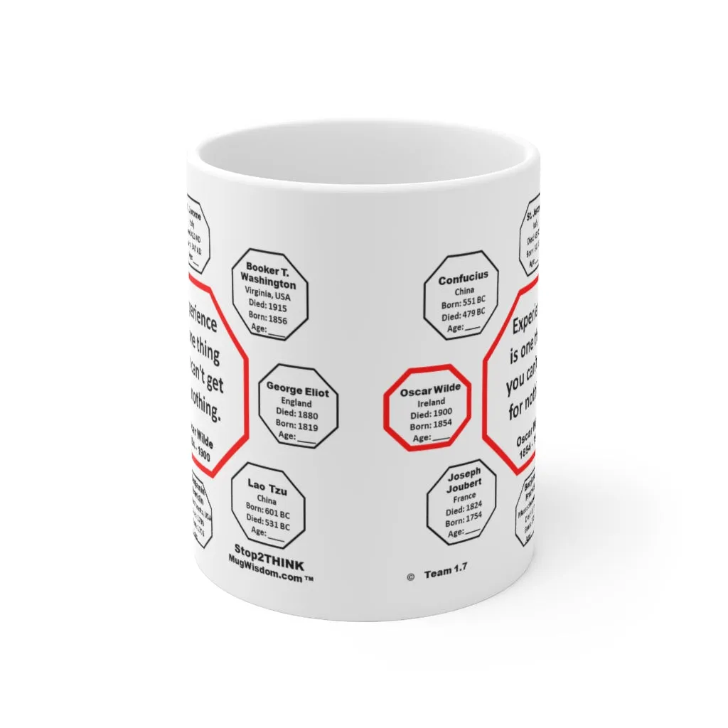 Experience is one thing you can't get for nothing.   -  Oscar Wilde 1854 - 1900 - MugWisdom.com Ceramic  11oz - MW-1.7