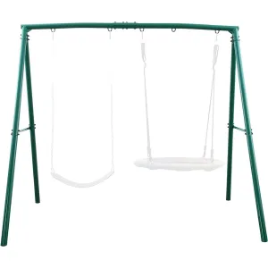 Extra Large Metal Swing Frame with 5 Hanging Hooks Green