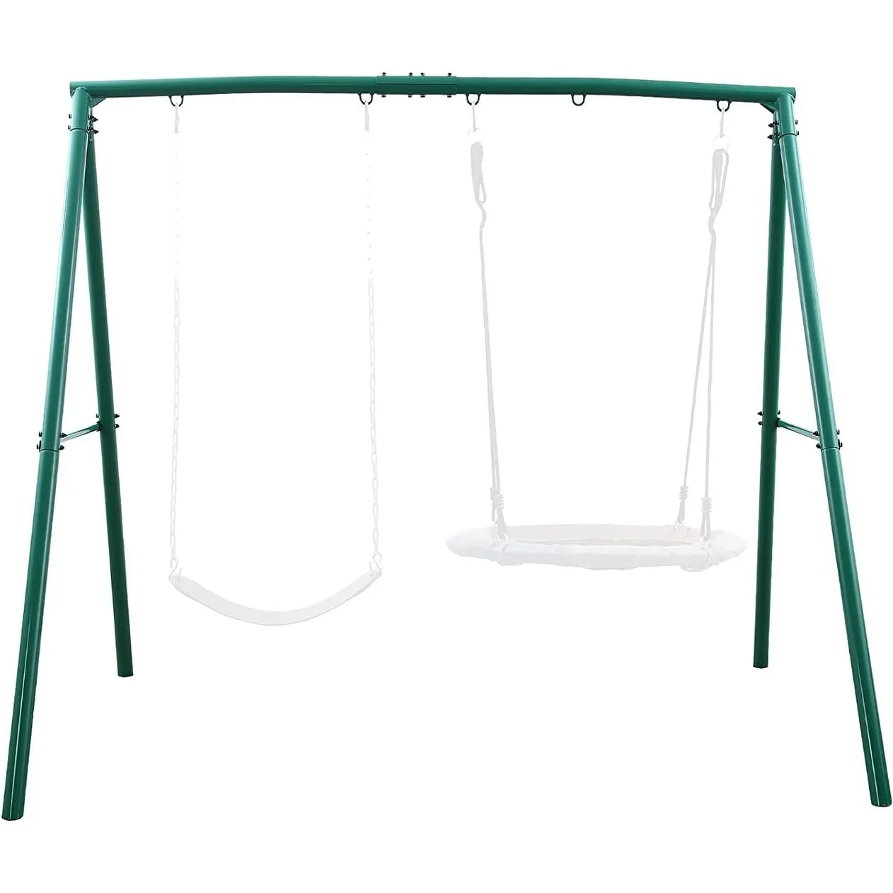 Extra Large Metal Swing Frame with 5 Hanging Hooks Green