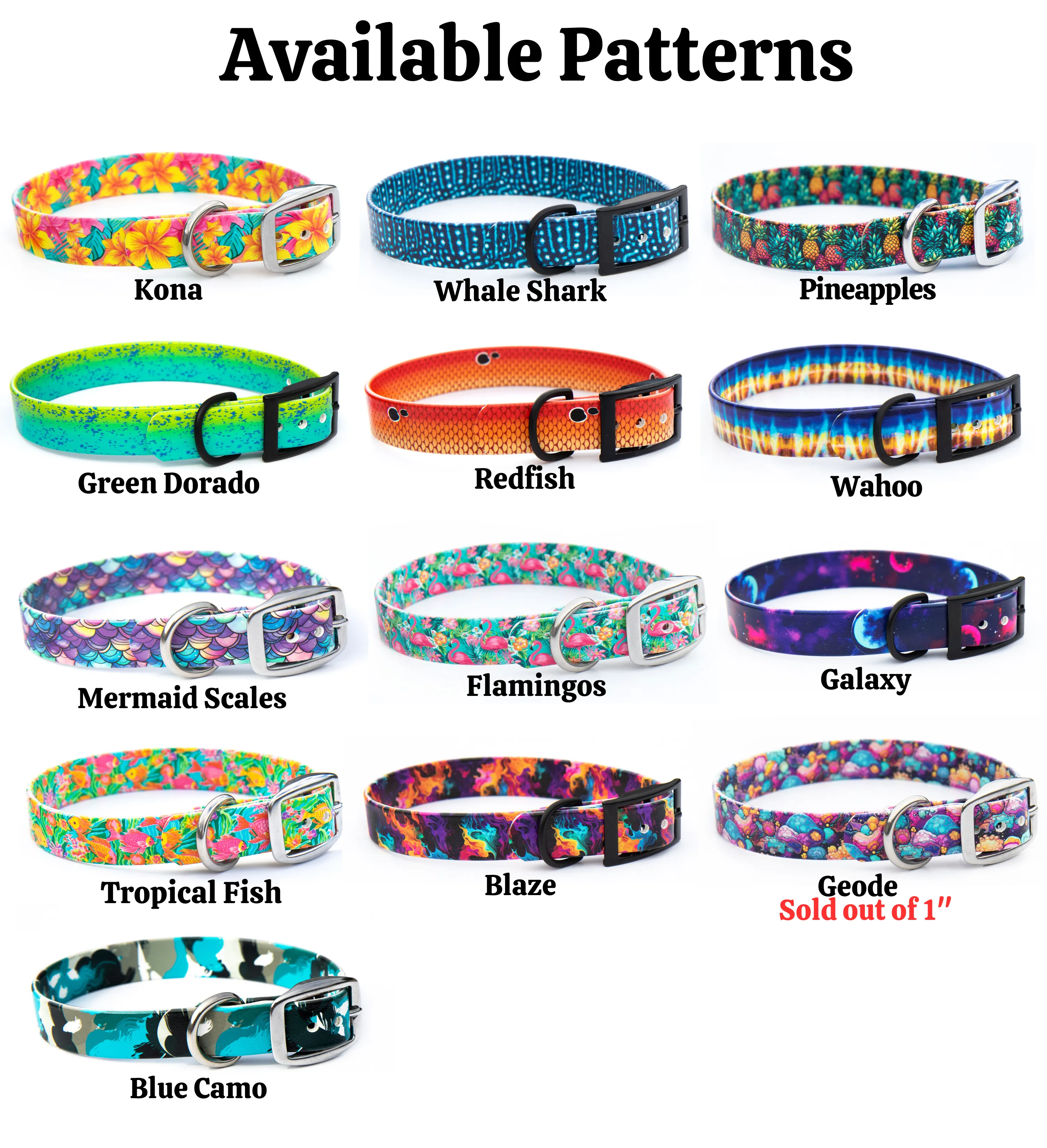 Fi Series 3 Compatible 3/4" or 1" Patterned BioThane® Collars