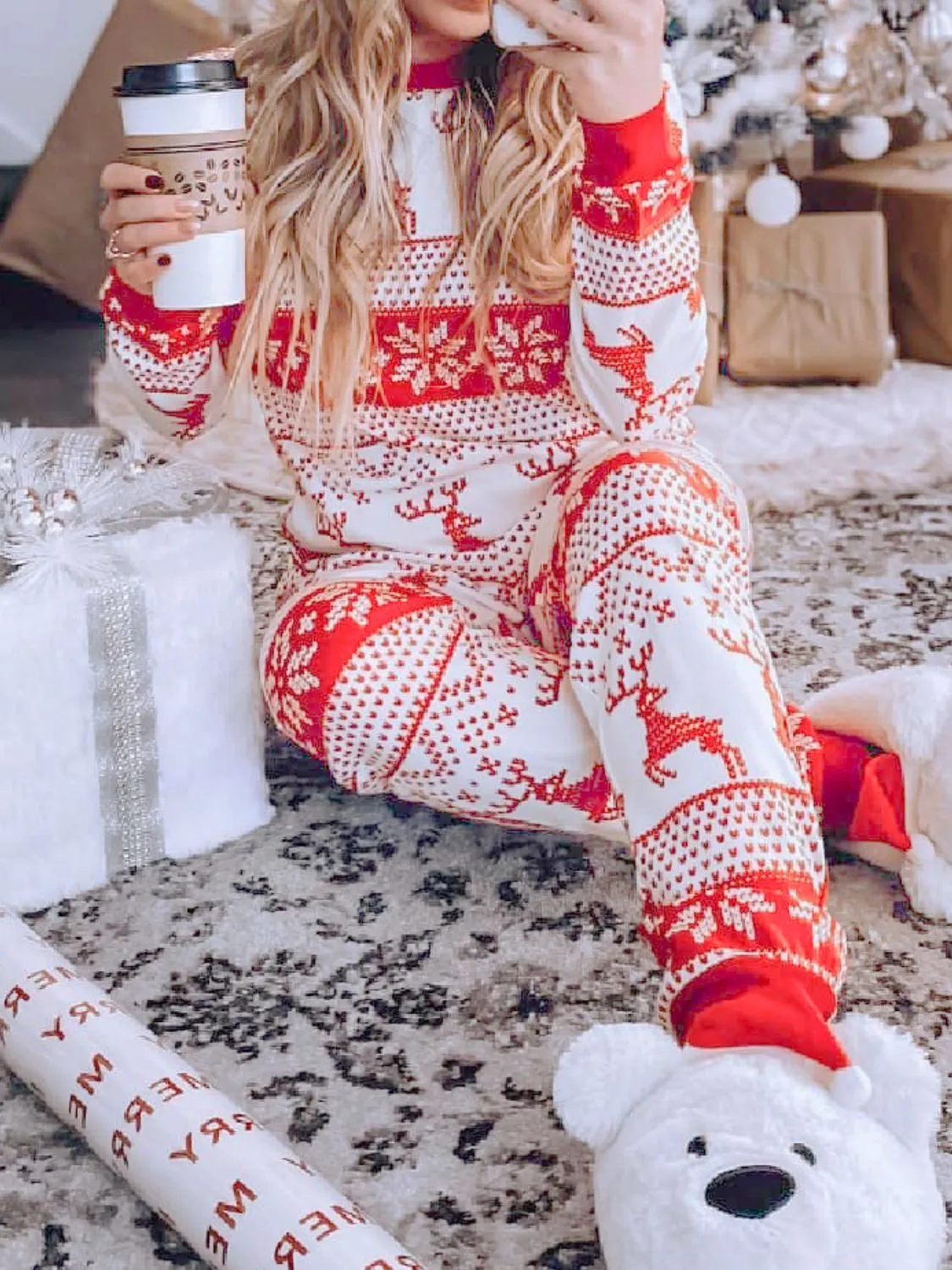 Hazel Blues® |  Christmas Element Round Neck Top and Pants Set