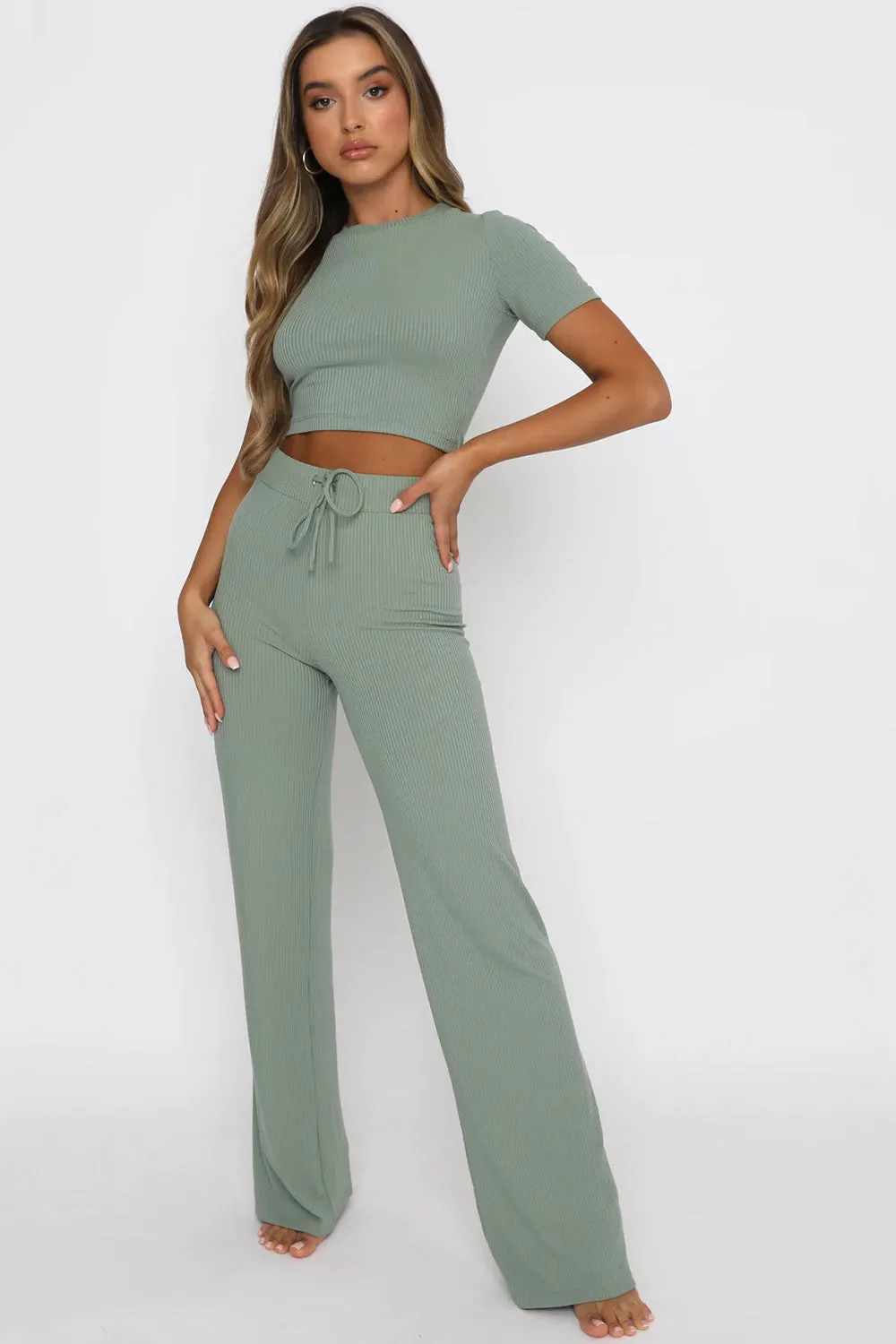 Hazel Blues® |  Round Neck Short Sleeve Top and Pants Set