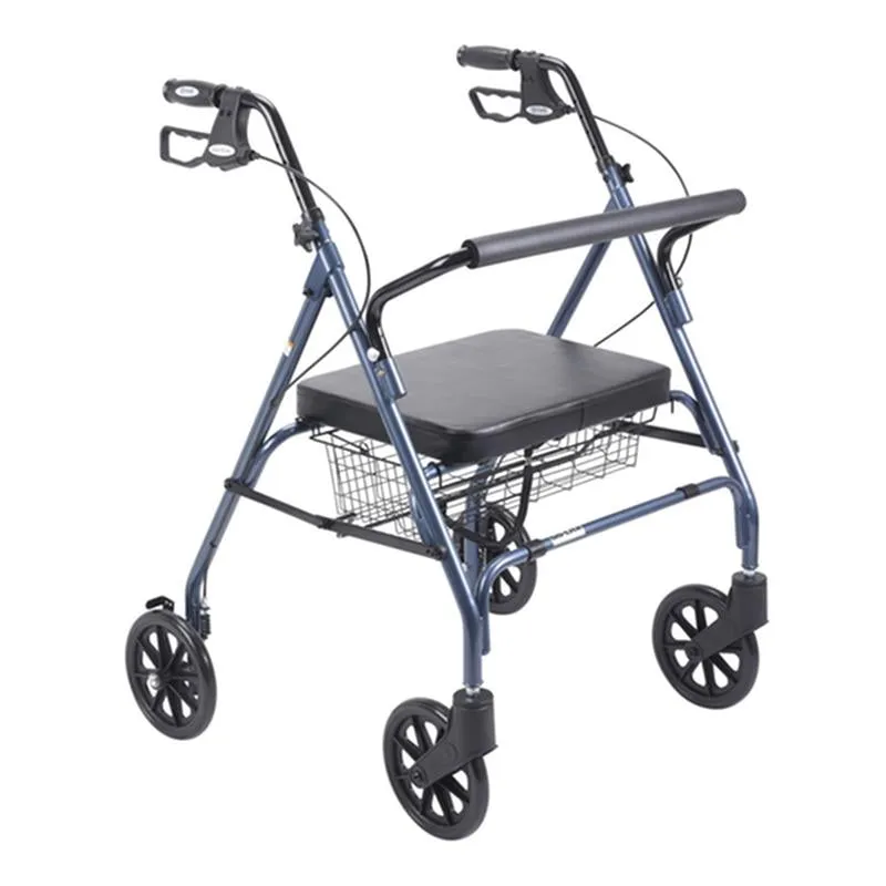 Heavy Duty Bariatric Rollator Rolling Walker with Large Padded Seat, Blue - 1 Each