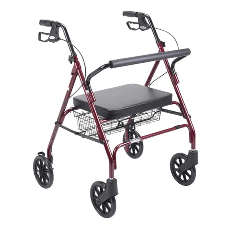 Heavy Duty Bariatric Rollator Rolling Walker with Large Padded Seat, Red - 1 Each