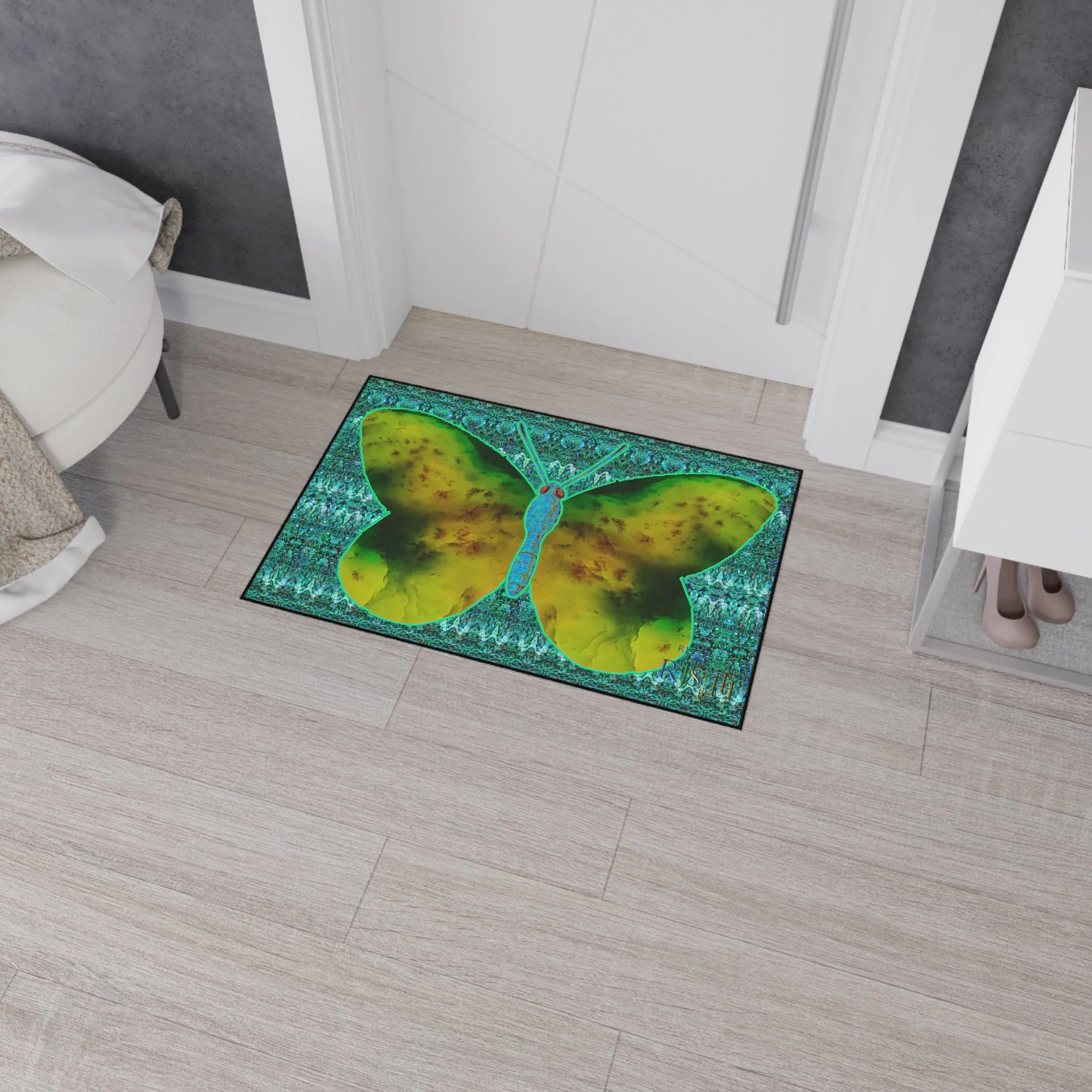 Heavy Duty Floor Mat (Butterfly Glade Denizen & Samhain Dream Thaw 12 & Blue Logo@Alchemic) RJSTH@Fabric#10_16 of 16 RJSTHw2025 RJS