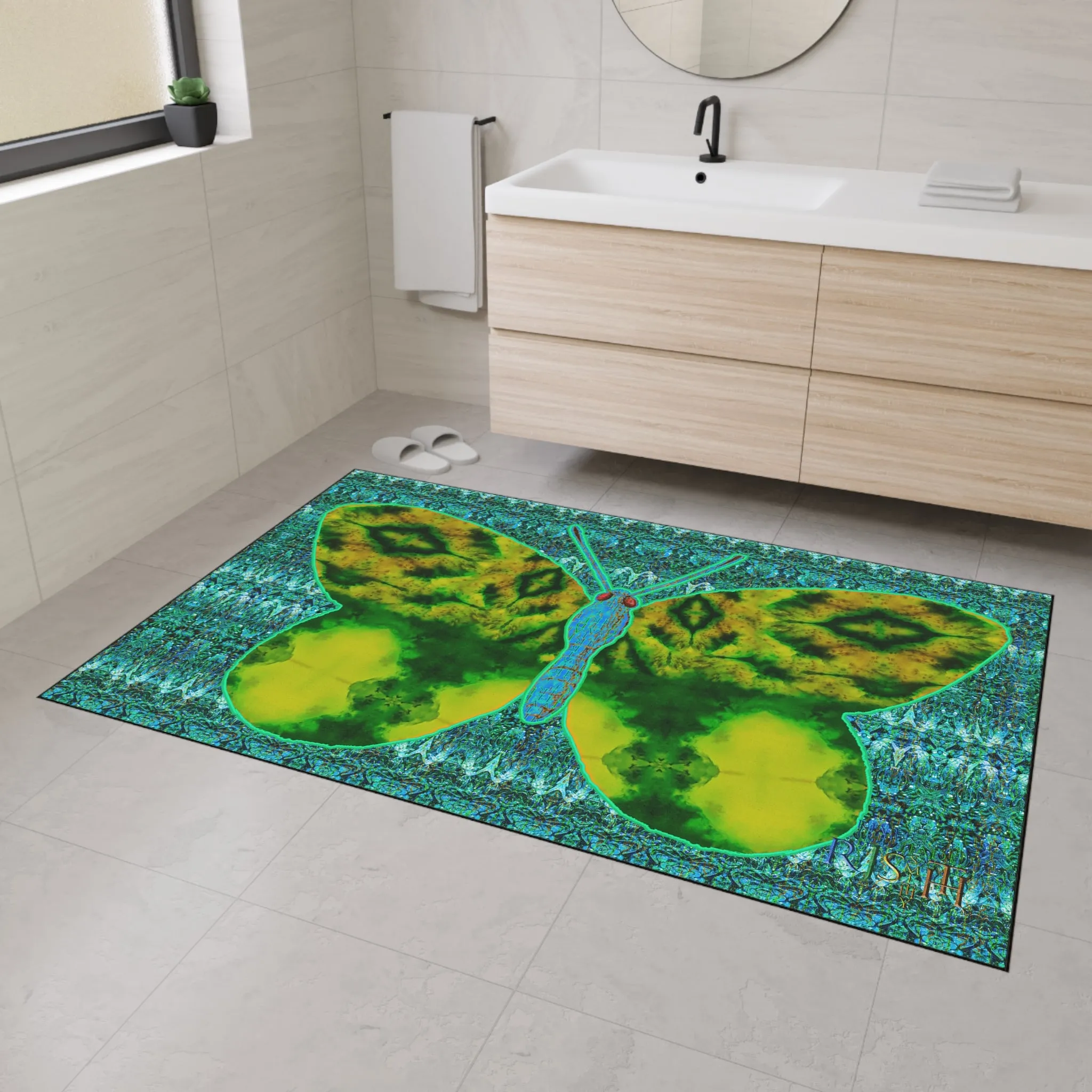 Heavy Duty Floor Mat (Butterfly Glade Denizen & Samhain Dream Thaw 12 & Blue Logo@Alchemic) RJSTH@Fabric#10_7 of 16 RJSTHw2025 RJS