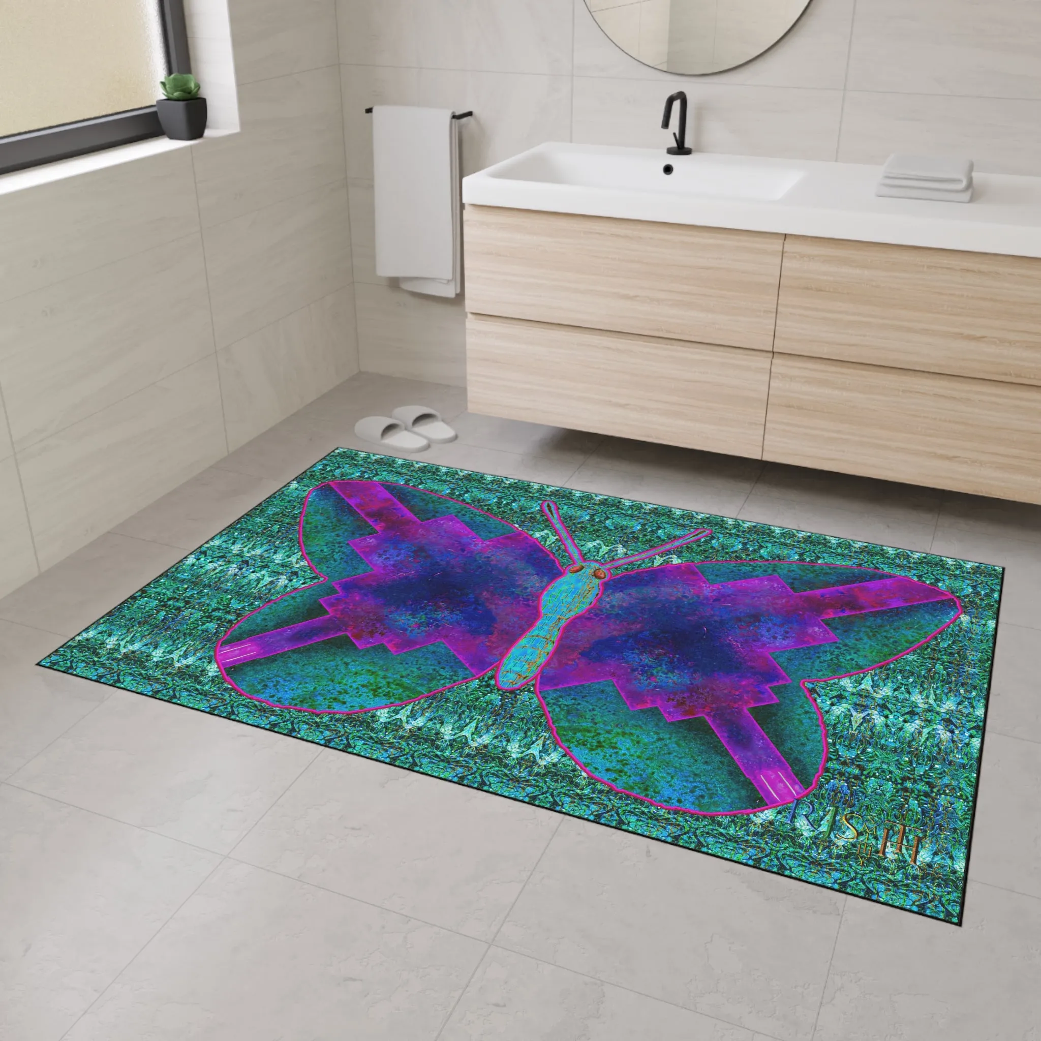 Heavy Duty Floor Mat (Butterfly Glade Denizen & Samhain Dream Thaw 12 & Blue Logo@Alchemic) RJSTH@Fabric#11_1 of 16 RJSTHw2025 RJS
